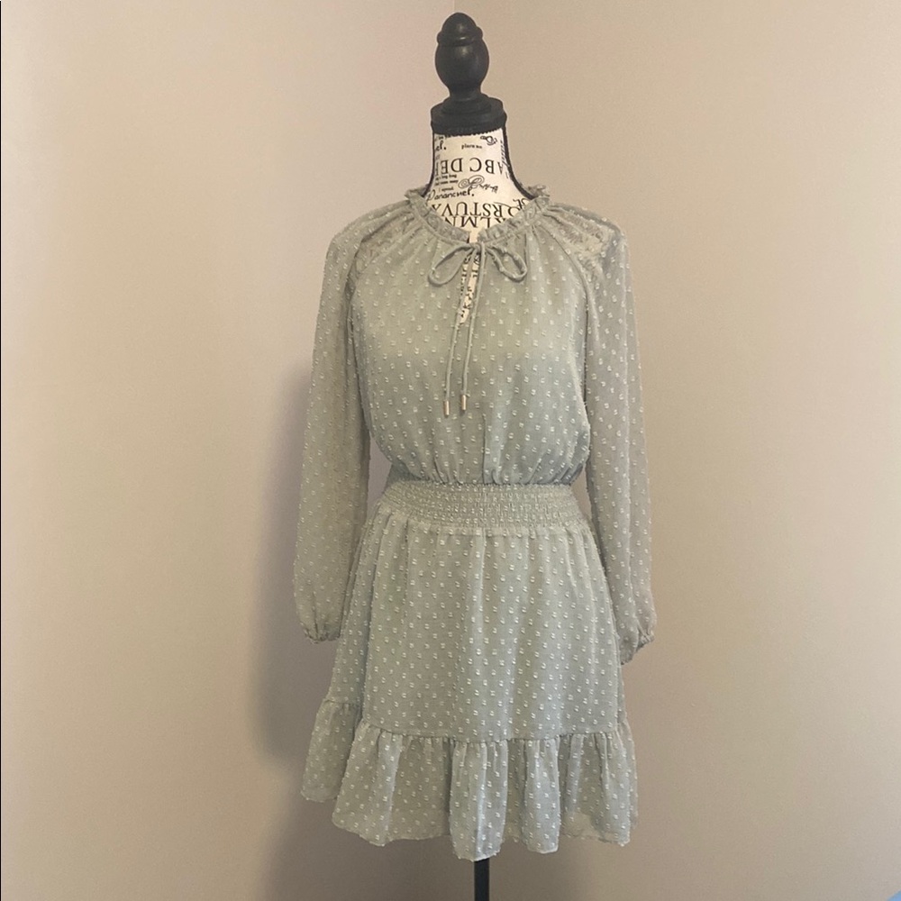 Skies Are Blue Light Green Polka Dot Dress